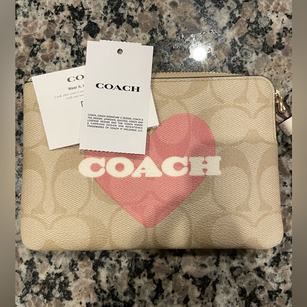 Coach Valentine Corner Zip Wristlet